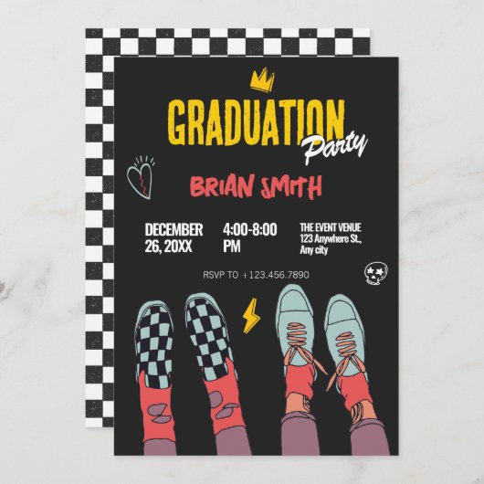 Mode scene sneakers afstuderen kaart (Voorkant / Achterkant)