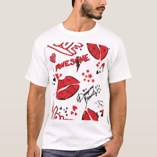 Mode Schets Glamour: Girlish Print. T-shirt (Voorkant)