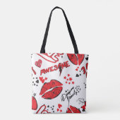 Mode Schets Glamour: Girlish Print. Tote Bag (Achterkant)