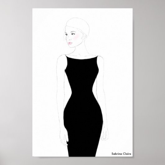Mode schets - Kleine zwarte dress Poster (Voorkant)