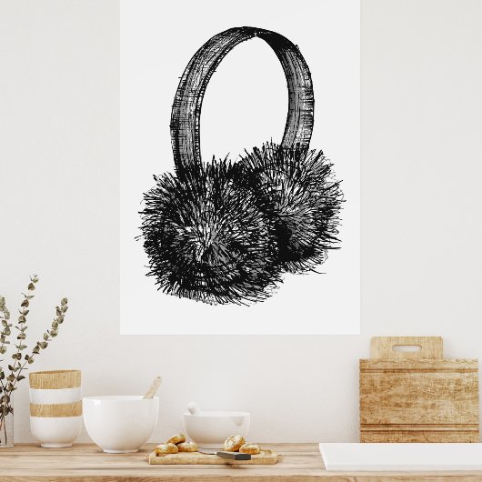 Mode schets oorkappen poster (Keuken)