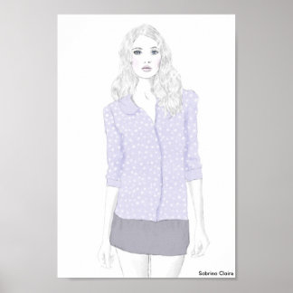 Mode Schets - Polka Dot Cardigan Poster