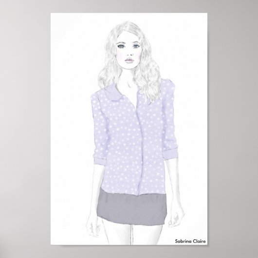 Mode Schets - Polka Dot Cardigan Poster (Voorkant)