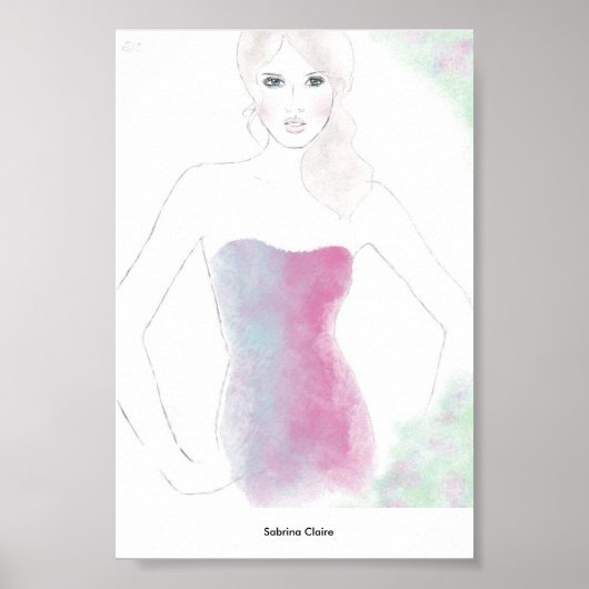 Mode schetsen - Blend dress Poster (Voorkant)