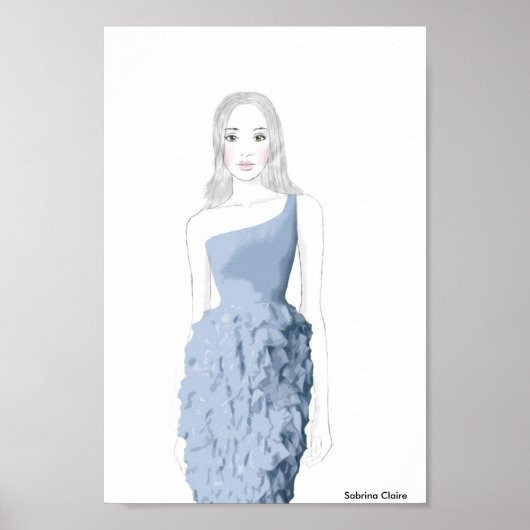 Mode schetsen - Ruffle Dress Poster (Voorkant)