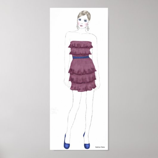 Mode schetsen - Ruffle Dress Poster (Voorkant)