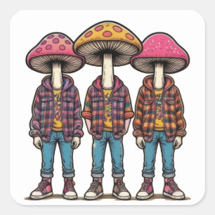 Mode schimmel trio vierkante sticker