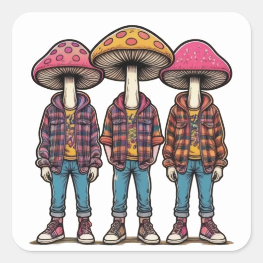 Mode schimmel trio vierkante sticker (Voorkant)