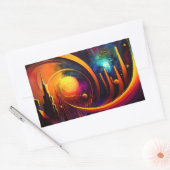 Mode schitterende stad kleurrijke kunstzon rechthoekige sticker (Envelop)