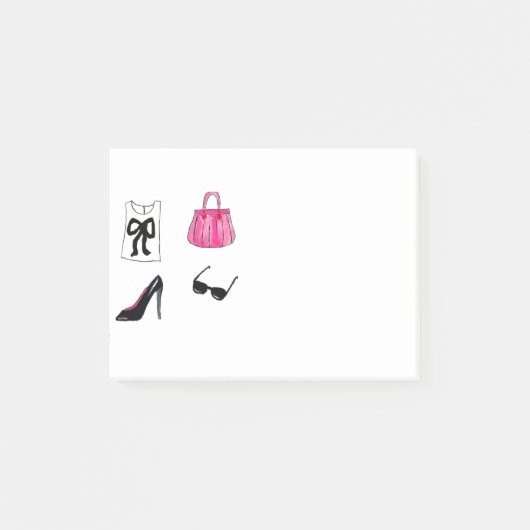 Mode schoenen handtas waterverf Fashionista Post-it® Notes (Voorkant)