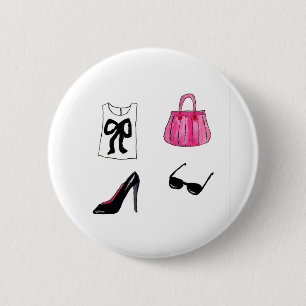 Mode schoenen handtas waterverf ronde button 5,7 cm