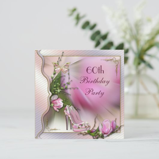 Mode schoenen Magnolia Butterfly 60th Birthday Kaart (Staand voorkant)