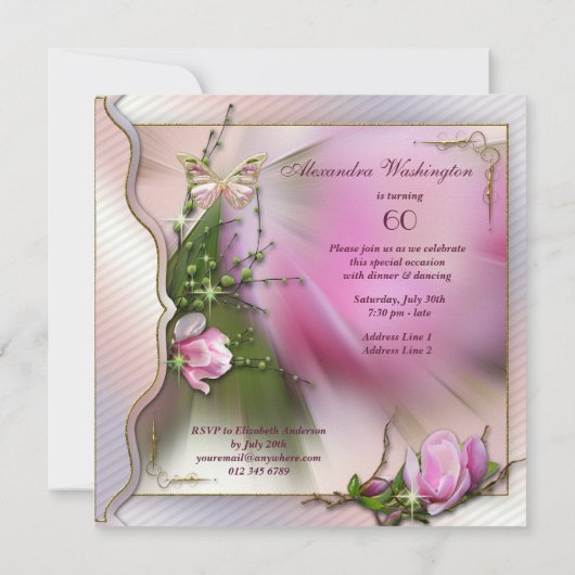 Mode schoenen Magnolia Butterfly 60th Birthday Kaart (Achterkant)