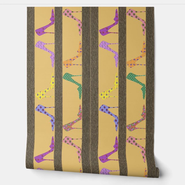 Mode Schoenplanken Behang Rand BIB Geel (Afrollen)