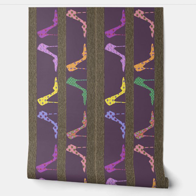 Mode Schoenplanken Wallpaper Rand LW Paarse Behang (Afrollen)