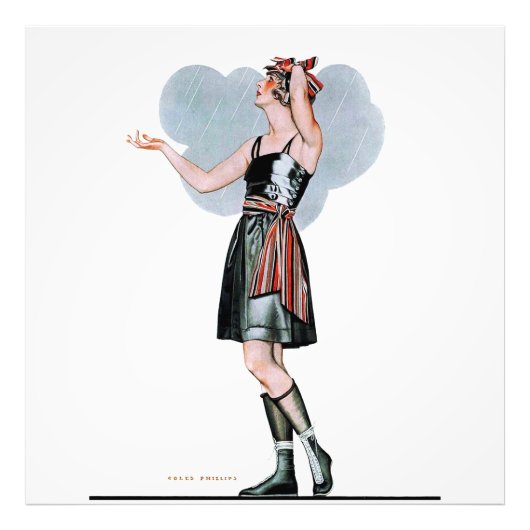 Mode Schoonheid in de regen door C Coles Phillips Foto Afdruk (Voorkant)