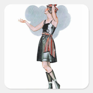 Mode Schoonheid in de regen door C Coles Phillips Vierkante Sticker