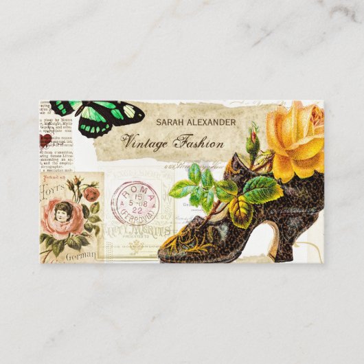  Mode Shop Ephemera Gele Roos en Schoen Visitekaartje (Voorkant)