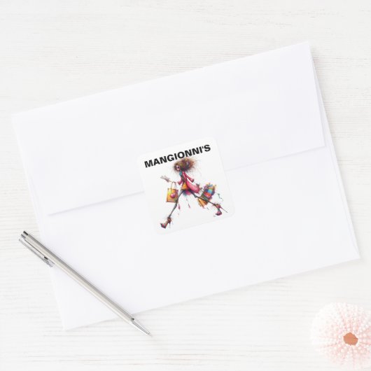 Mode Shopping Vierkante Sticker (Envelop)