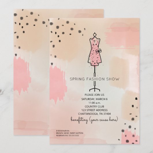 Mode Show Charity Event Dress Form Pink Kaart (Voorkant / Achterkant)