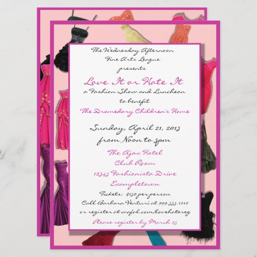 Mode Show en Luncheon Aangepaste uitnodigingen (Voorkant / Achterkant)