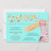 Mode Show Event Arty Typografie Blauwgroen Kaart (Voorkant)