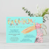 Mode Show Event Arty Typografie Blauwgroen Kaart (Staand voorkant)