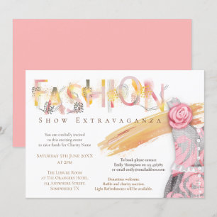 Mode Show Event Arty Typografie Pink Gold Kaart