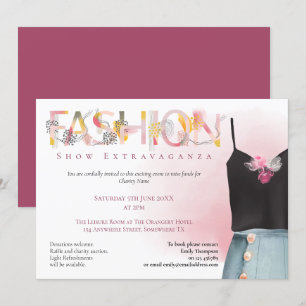 Mode Show Event Arty Typografie Raspberry Pink Kaart