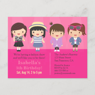 Mode Show geboorthday  Cute Girls Kaart