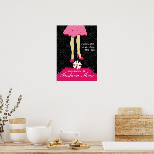 Mode Show Poster  schoenen en drukkroze (Keuken)