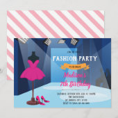 Mode show verjaardaguitnodiging kaart (Voorkant / Achterkant)