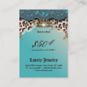 Mode Sieraden Cadeaubon Luipaard Kant Blauwgroen Kortingskaartje (Achterkant)