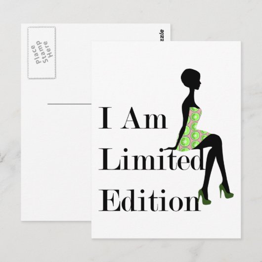 Mode Silhouette I Am Limited Edition Quote Briefkaart (Voorkant / Achterkant)