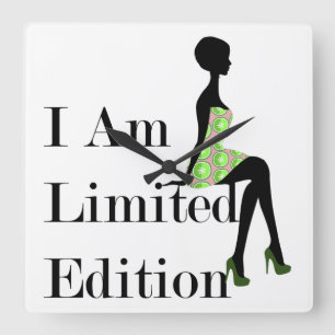 Mode Silhouette I Am Limited Edition Quote Vierkante Klok
