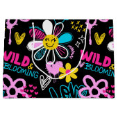 Mode Smiley Bloem Graffiti Patroon Groot Cadeauzakje (Voorkant)