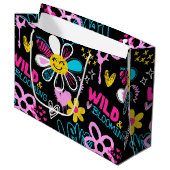 Mode Smiley Bloem Graffiti Patroon Groot Cadeauzakje (Voorkant Gekanteld)