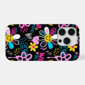 Mode Smiley Bloem Graffiti Patroon iPhone Hoesje (Achterkant horizontaal)