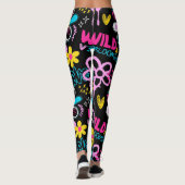 Mode Smiley Bloem Graffiti Patroon Leggings (Achterkant)