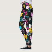 Mode Smiley Bloem Graffiti Patroon Leggings (Links)