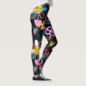 Mode Smiley Bloem Graffiti Patroon Leggings (Rechts)