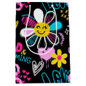 Mode Smiley Bloem Graffiti Patroon Medium Cadeauzakje (Voorkant)