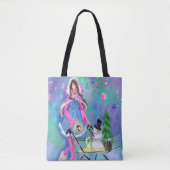 Mode - Snowman Gifts voor kerstbomen in winkelwage Tote Bag (Voorkant)