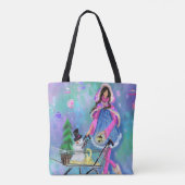 Mode - Snowman Gifts voor kerstbomen in winkelwage Tote Bag (Achterkant)