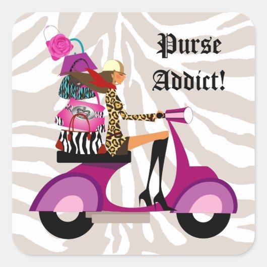 Mode Stickers scooter vrouw portemonnees Zebra (Voorkant)