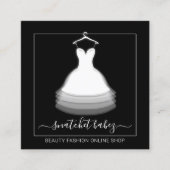 Mode Stijllijst Event Dress QR Code Logo Black Vierkante Visitekaartje (Voorkant)