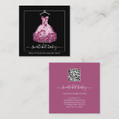 Mode Stijllijst Event Dress QR Code Logo Glitter Vierkante Visitekaartje (Voorkant / Achterkant)