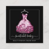 Mode Stijllijst Event Dress QR Code Logo Glitter Vierkante Visitekaartje (Voorkant)