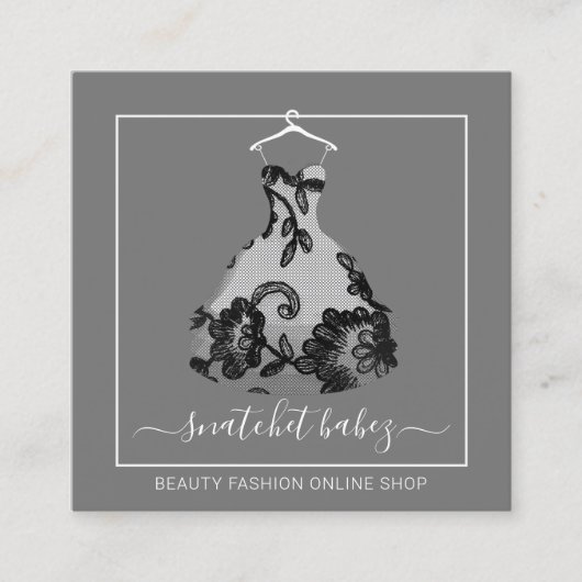 Mode Stijllijst Gebeurtenisafdruk QR Code Logo gri Vierkante Visitekaartje (Voorkant)