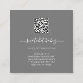 Mode Stijllijst Gebeurtenisafdruk QR Code Logo gri Vierkante Visitekaartje (Achterkant)